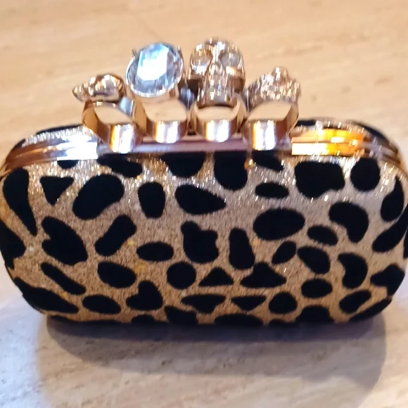Unique Black/Shimmery Gold Clutch - Picture 1 of 9
